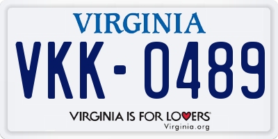 VA license plate VKK0489