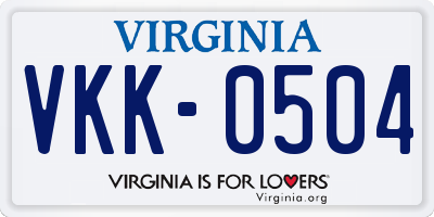 VA license plate VKK0504