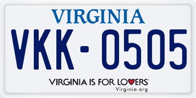 VA license plate VKK0505