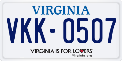 VA license plate VKK0507