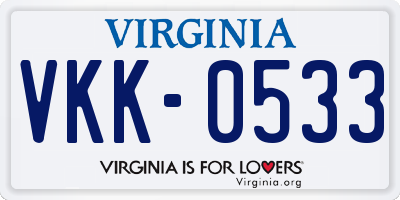 VA license plate VKK0533