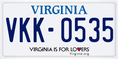 VA license plate VKK0535