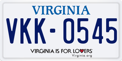 VA license plate VKK0545