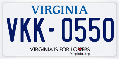 VA license plate VKK0550