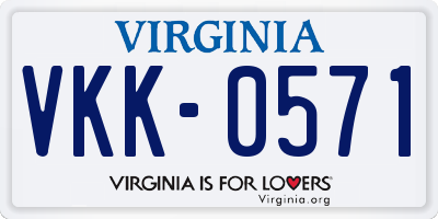 VA license plate VKK0571