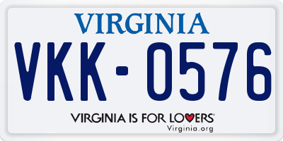 VA license plate VKK0576