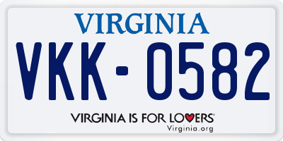VA license plate VKK0582