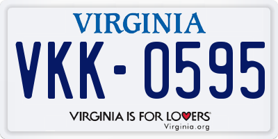 VA license plate VKK0595