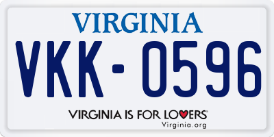 VA license plate VKK0596