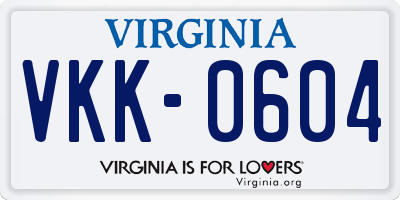 VA license plate VKK0604