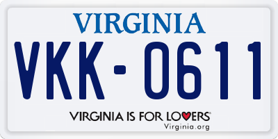 VA license plate VKK0611