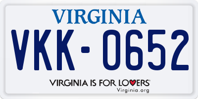 VA license plate VKK0652