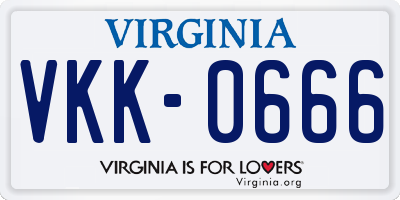 VA license plate VKK0666