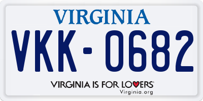 VA license plate VKK0682
