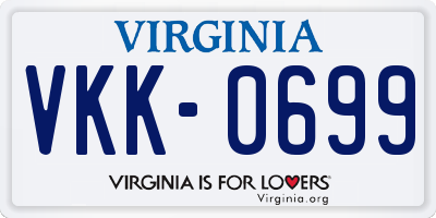VA license plate VKK0699