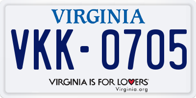 VA license plate VKK0705