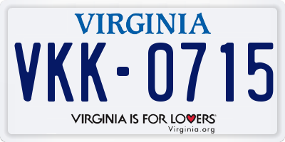 VA license plate VKK0715