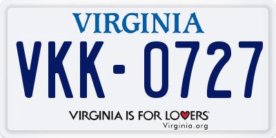 VA license plate VKK0727