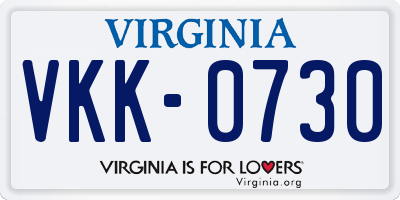 VA license plate VKK0730