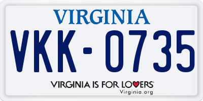 VA license plate VKK0735