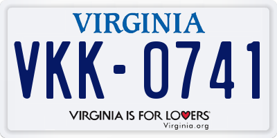VA license plate VKK0741