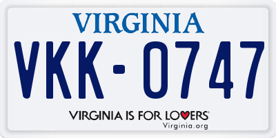 VA license plate VKK0747