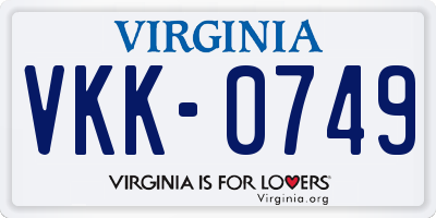 VA license plate VKK0749