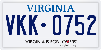 VA license plate VKK0752