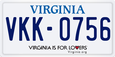 VA license plate VKK0756