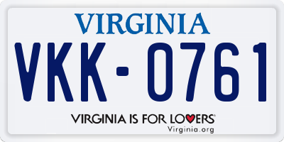VA license plate VKK0761
