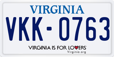 VA license plate VKK0763