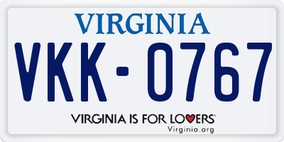 VA license plate VKK0767