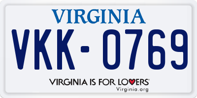 VA license plate VKK0769