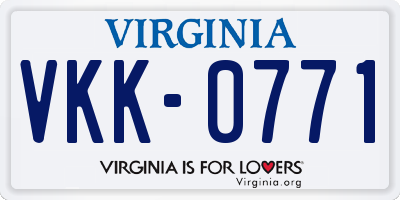 VA license plate VKK0771