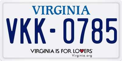 VA license plate VKK0785