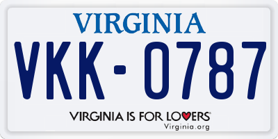 VA license plate VKK0787