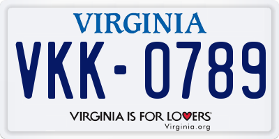 VA license plate VKK0789