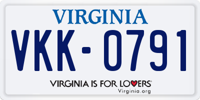 VA license plate VKK0791