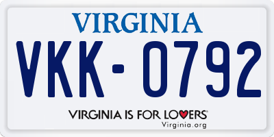 VA license plate VKK0792