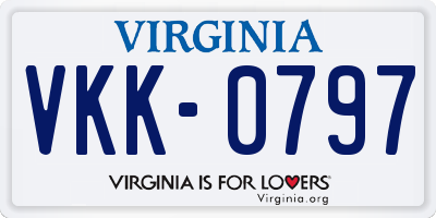 VA license plate VKK0797