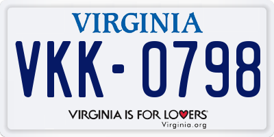 VA license plate VKK0798