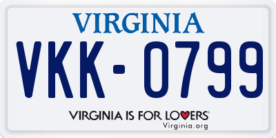 VA license plate VKK0799