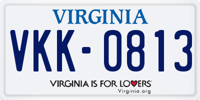 VA license plate VKK0813