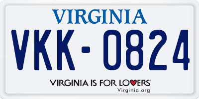VA license plate VKK0824