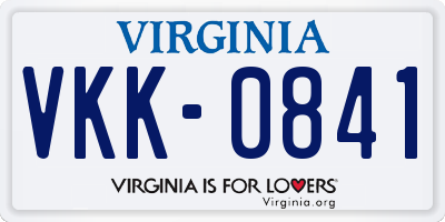 VA license plate VKK0841
