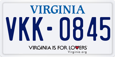VA license plate VKK0845
