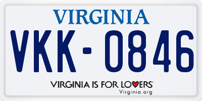 VA license plate VKK0846