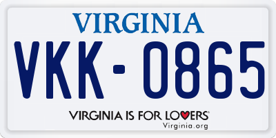 VA license plate VKK0865