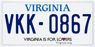 VA license plate VKK0867