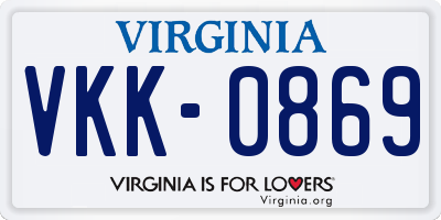 VA license plate VKK0869